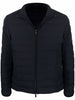 Emporio Armani Navy blue feather down padded logo-patch jacket
