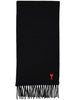 Ami Paris Ami de Coeur fringed-edge wool scarf