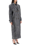 Alessandra rich oversized leather coat with studs and crystals