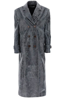  Alessandra rich oversized leather coat with studs and crystals