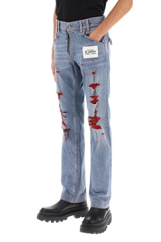 Dolce & gabbana re-edition jeans with destroyed detailing