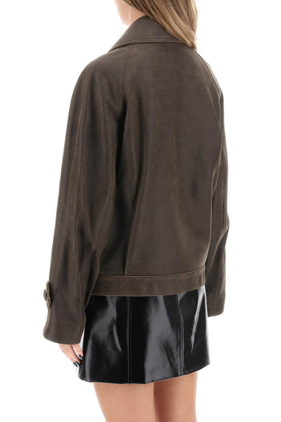 Mvp wardrobe solferino jacket in vintage-effect leather