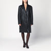 Cassell Single-breasted black leather coat