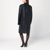 Cassell Single-breasted black leather coat