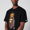 BAPE Black T-shirt with Baby Milo monkey print