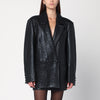 Cassell Black double-breasted leather jacket