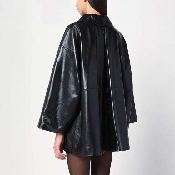 Cassell Oversized black leather jacket