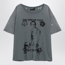  Enfants Riches Déprimés Blue vintage-effect T-shirt with print and distressing