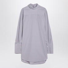  Dries Van Noten Light blue checked popeline turtleneck shirt