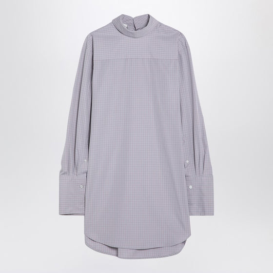 Dries Van Noten Light blue checked popeline turtleneck shirt
