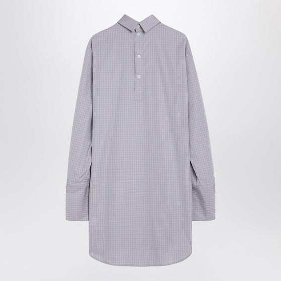 Dries Van Noten Light blue checked popeline turtleneck shirt