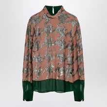  Dries Van Noten Green/pink/silver blouse with sequins