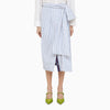Dries Van Noten White striped blue cotton midi skirt