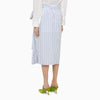 Dries Van Noten White striped blue cotton midi skirt