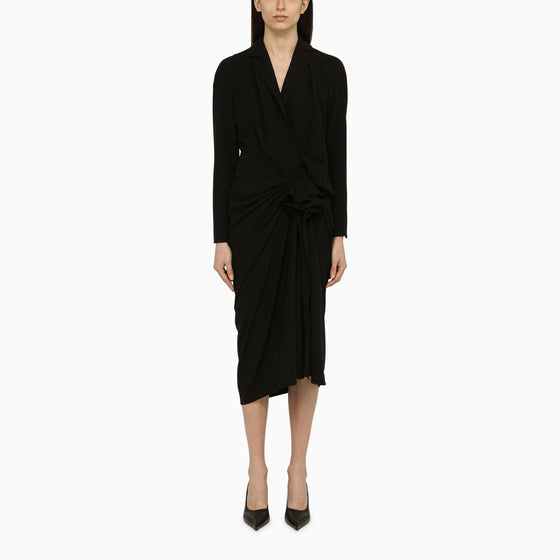Dries Van Noten Black wool-blend dress with drape