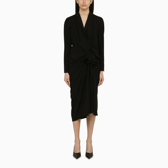 Dries Van Noten Black wool-blend dress with drape