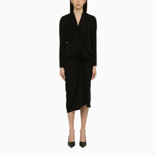  Dries Van Noten Black wool-blend dress with drape