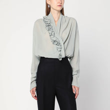  Alberta Ferretti Ice-colored shirt with floral detail