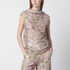 Alberta Ferretti Sleeveless high-neck top with a floral sequin pattern