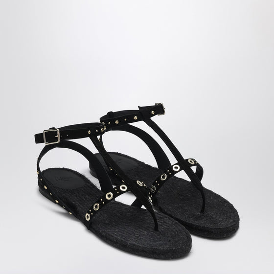 Castañer Low-heeled black Pati with studs