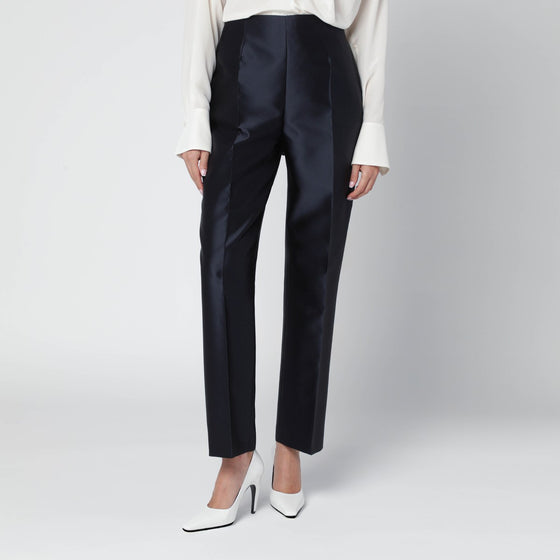 Alberta Ferretti Blue silk-blend satin trousers