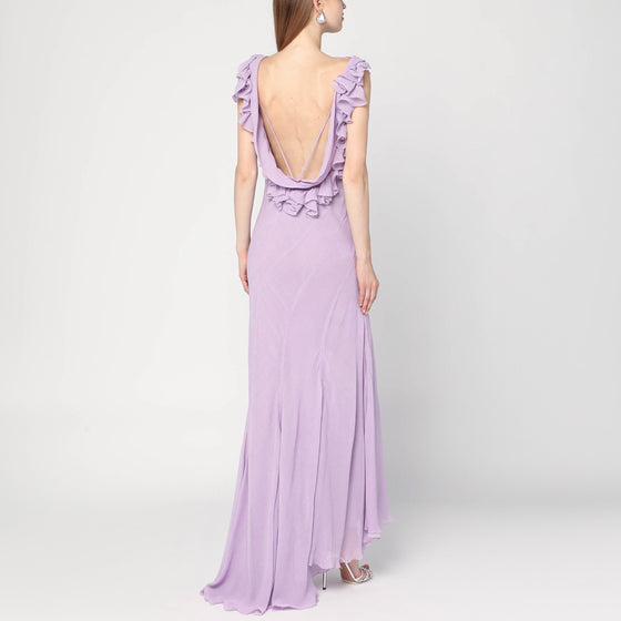 Alberta Ferretti Long dress with light purple ruffles