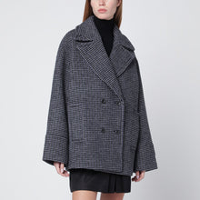  Calvin Klein Grey double-breasted houndstooth coat