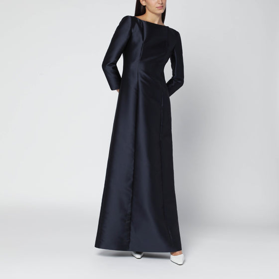 Alberta Ferretti Long blue silk-blend mikado dress