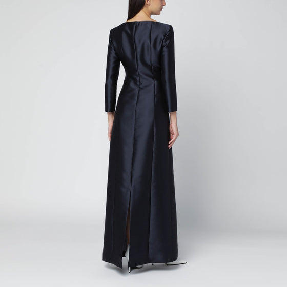Alberta Ferretti Long blue silk-blend mikado dress