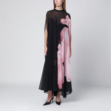  Alberta Ferretti Black silk dress with orchid print