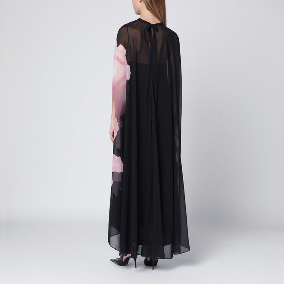 Alberta Ferretti Black silk dress with orchid print