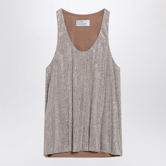 Giuseppe di Morabito Tank top with silver rhinestones