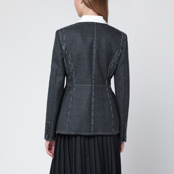 Moschino Grey embroidered wool canvas jacket