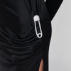 Giuseppe di Morabito Long black dress with brooch detail