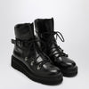 Ferragamo Black leather lace-up boot