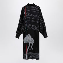  Ferragamo Black silk satin midi dress