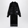 Ferragamo Black silk satin midi dress