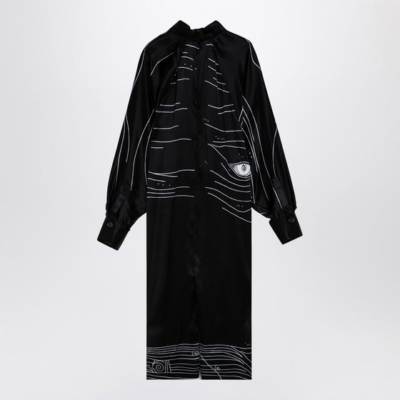 Ferragamo Black silk satin midi dress