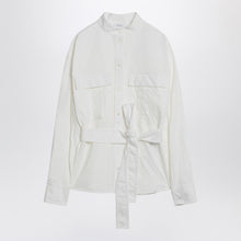 Ferragamo White belted shirt in cotton blend