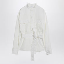  Ferragamo White belted shirt in cotton blend