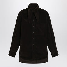  Ferragamo Brown shirt in ribbed velvet