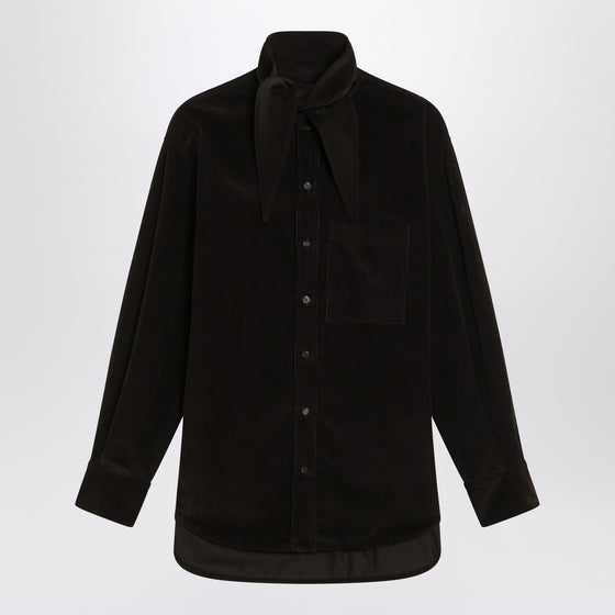 Ferragamo Brown shirt in ribbed velvet
