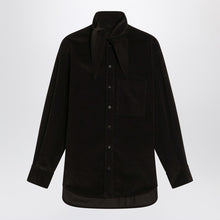  Ferragamo Brown shirt in ribbed velvet