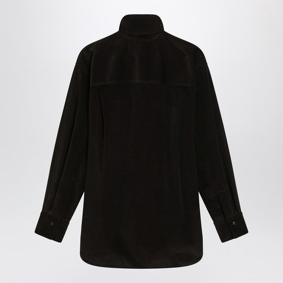 Ferragamo Brown shirt in ribbed velvet
