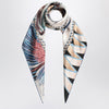 Ferragamo Ivory/blue silk scarf with Giada print