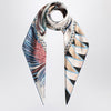 Ferragamo Ivory/blue silk scarf with Giada print