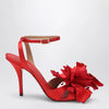 Ferragamo Red satin sandals with flower