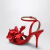 Ferragamo Red satin sandals with flower