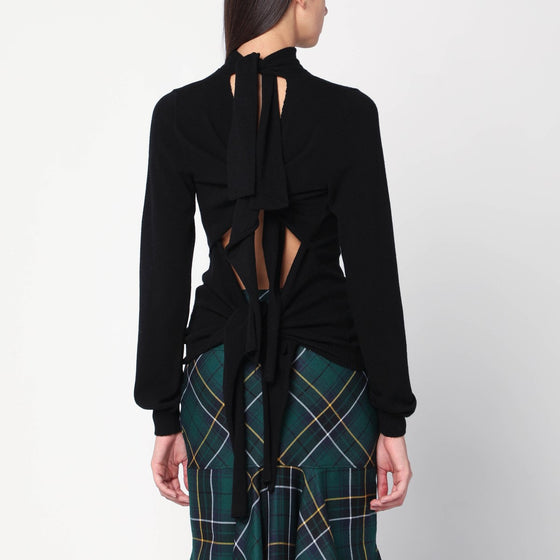 Moschino Black turtleneck sweater with crossed details