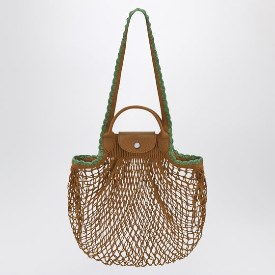 Longchamp L La Pliage mesh bag in Tobacco colour
